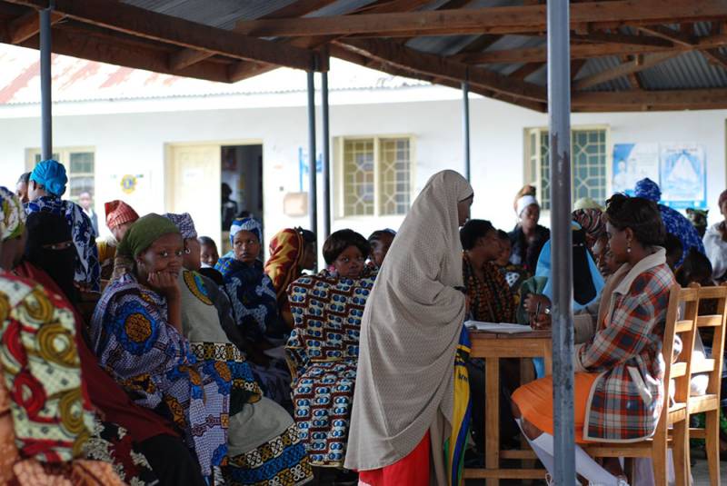 Women waiting for prenatal care and family planning in Tanzania