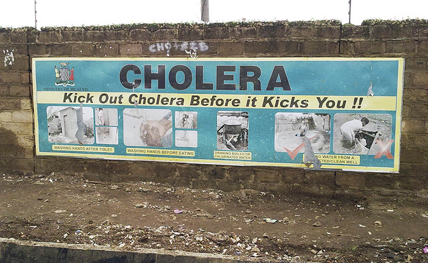 Cholera prevention sign board in Zambia. 