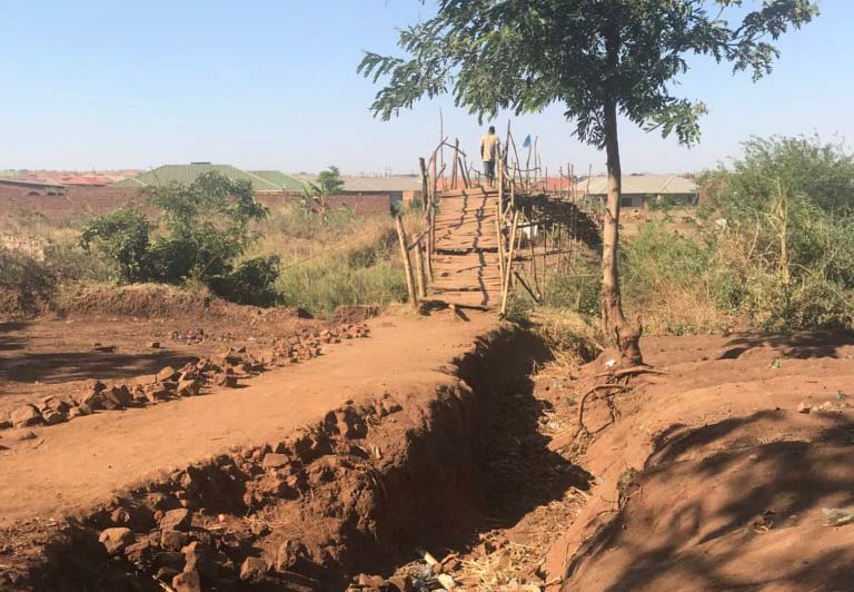 A bridge in an informal settlement in Lilongwe.