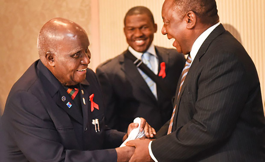 Kenneth Kaunda and then Deputy President Cyril Ramaphosa during the Champions for an AIDS-Free Generation meeting in 2015. Photo: GCIS