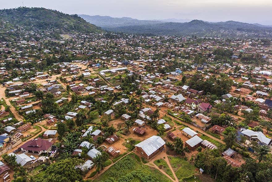 Aerial view of Beni, North Kivu region, Democratic Republic of Congo.