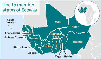 Map of ECOWAS 15 member states