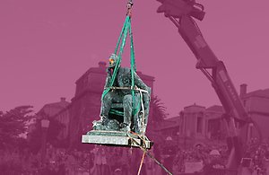 Rhoades statue being removed