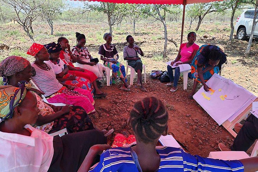Baringo, Rift Valley, Northwest Kenya, September 2023. Women farmers discussing their understandings of and experiences with social equity and climate adaptation. Photo: Olivia Ebenstål Almeida.