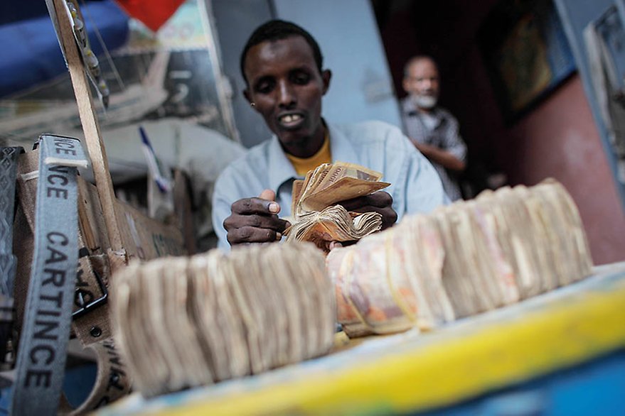 A money exchanger in the Somali capital Mogadishu