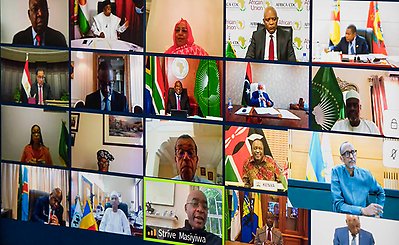 Virtual Meeting of the African Union Bureau and Chairs of Regional Economic Communities in Kigali, 20 August 2020.